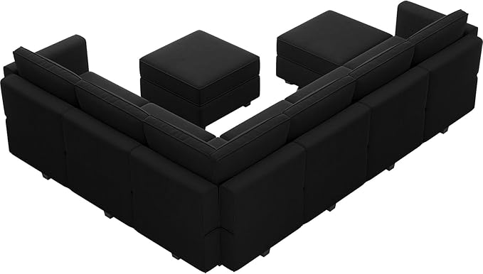 Belffin Modular Sectional Sofa with Storage Seat Oversized U Shaped Couch with Reversible Chaise Sofa Set with Ottoman Velvet Black