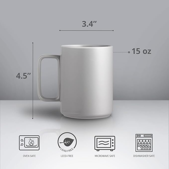 E-liu Porcelain Tea Mugs Coffee Mug Set, Large 15 Ounces Cups for Coffee, Tea, Cocoa, and Mulled Drinks, Set of 6, BlacK White Grey