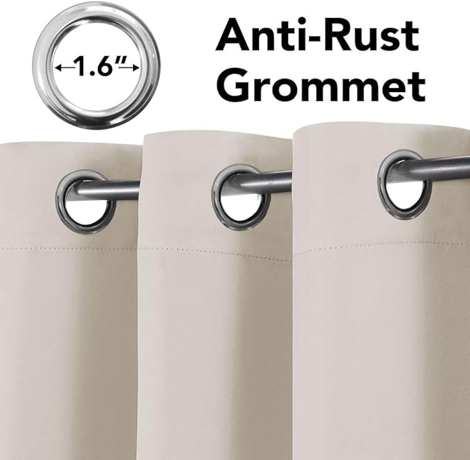 H.VERSAILTEX Room Darkening Curtains for Living Room Light Reducing Thermal Insulated Window Treatment Panels/Drapes Grommet Top 2 Panels (Ivory - 52 x 63 Inches)