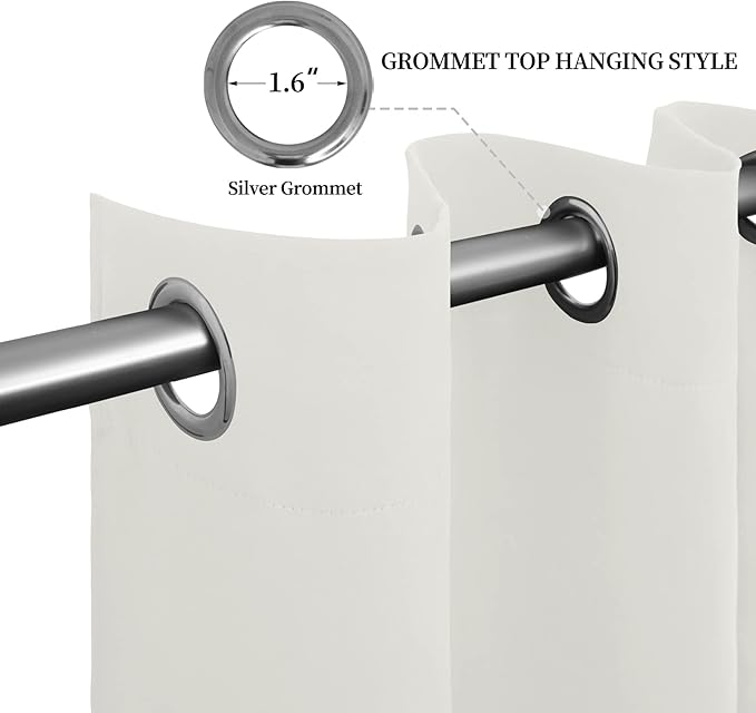 Easy-Going Blackout Curtains for Bedroom, Solid Thermal Insulated Grommet and Noise Reduction Window Drapes, Room Darkening Curtains for Living Room, 2 Panels (52x46 in,Ivory)