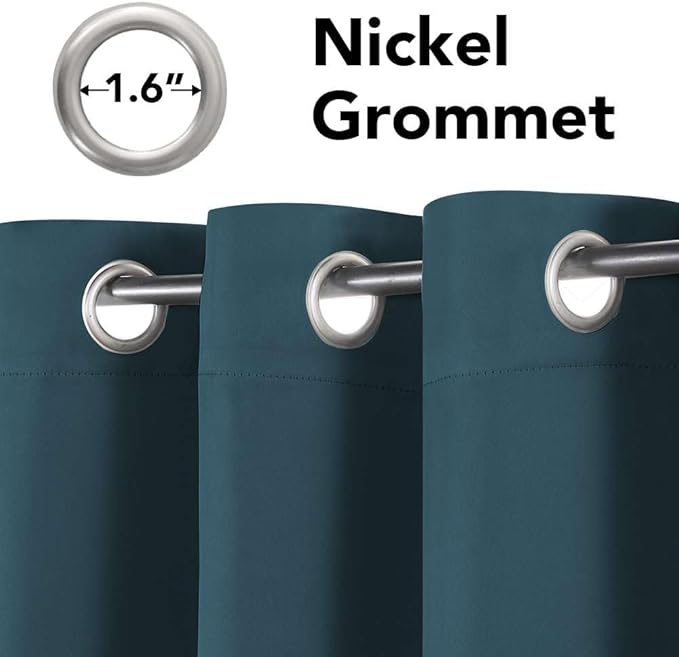 H.VERSAILTEX Premium Blackout Thermal Insulated Room Darkening Curtains for Bedroom/Living Room - Classic Grommet Top (2 Panels, Dark Teal, 52"W x 96"L Inch)
