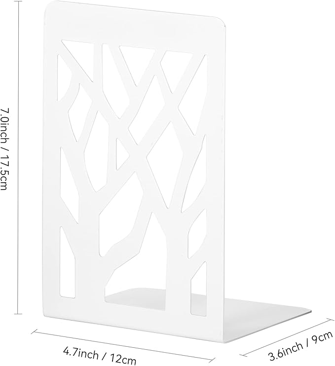 Book Ends, Bookends, Bookends for Shelves, Bookend, Book Ends for Heavy Books, White Metal Book Shelf Holder Home Decorative, Book Stoppers for Shelves, Bookend Supports 3 Pair