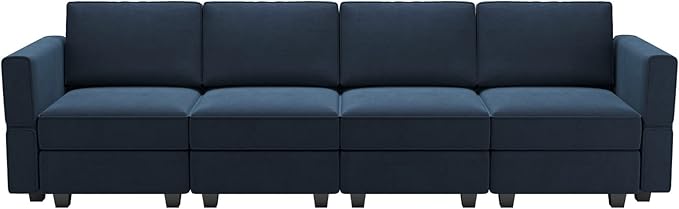 Belffin Modular Sofa Couch with Storage Seats Sectional Sofa Velvet Sofas for Living Room Blue