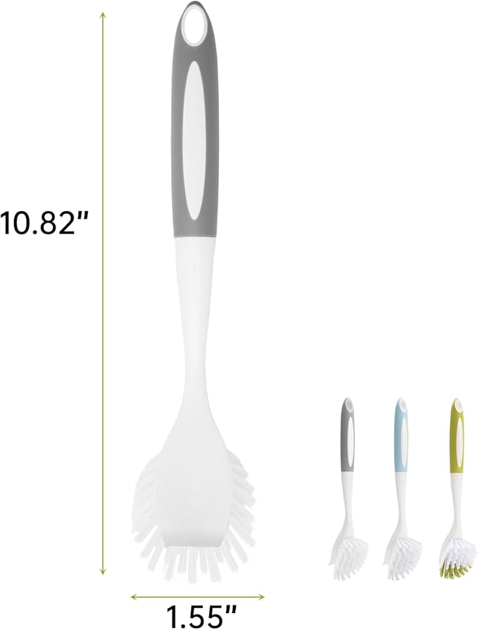 Dish Brush Scrub Brush with Handle - 3 Pack Stiff Bristles Dish Scrubber for Cleaning Pots,Pans,Dishes & Kitchen Sink - Hard Bristles,No Residue