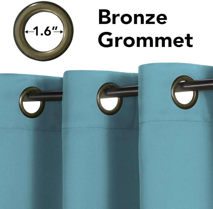 H.VERSAILTEX Insulated Thermal Blackout 52 x 72 Inch Long Curtain Panels Pair - Nickel Grommet Window Drapes for Bedroom/Living Room (Solid Aqua,Set of 2)