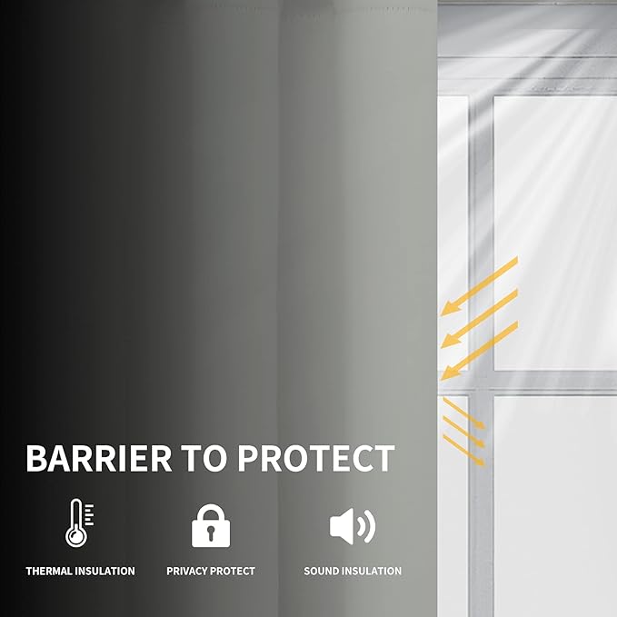 Easy-Going Blackout Curtains for Bedroom, Solid Thermal Insulated Grommet and Noise Reduction Window Drapes, Room Darkening Curtains for Living Room, 2 Panels(52x96 in, Greyish White)