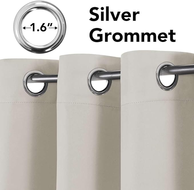 H.VERSAILTEX Solid Grommet Thermal Insulated Blackout Curtain Panels/Drapes,52Wx72L - Inch (Set of 2,Ivory/Cream Pattern)