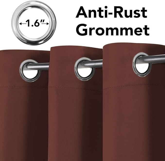 H.VERSAILTEX Blackout Curtains for Bedroom Thermal Insulated Room Darkening Living Room Curtains 63 Inch Long Grommet Privacy Protection Window Curtain Panels/Drapes for Nursery, 2 Panels, Rust