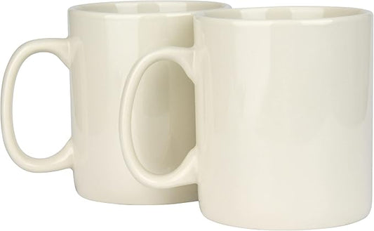 30oz Super Large Ceramic Coffee Mugs Large Handles Set of 2 (Cream)