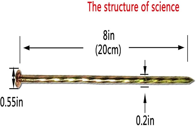 100 Pack - 8" Solid Galvanized Non-Rust Metal Garden Stakes, Spiral Landscape Edging Spikes/Anchors, for Paver Edging, Weed Barriers, Turf, House Construction, Carpentry Nail, Tent, Garden Plants