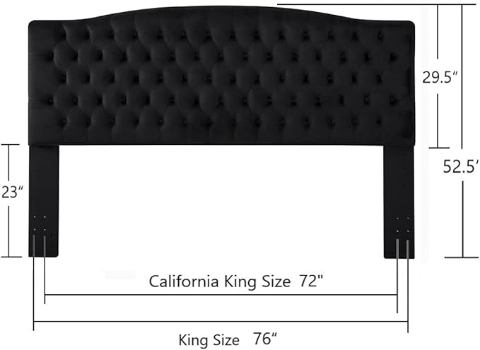 24KF Upholstered Tufted Button Velvet Headboard,Comfortable Fashional Headboard King/CA King Size,Black