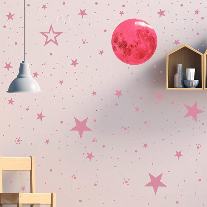 Glow in The Dark Stars and Moon Stickers for Ceiling, Luminous Wall Decals Decor for Bedroom Living Room, 407 dots + 27 Stars + 30cm Moon