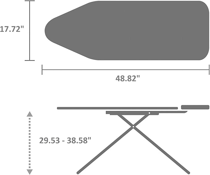 Brabantia Size C Ironing Board (49x18 in) 7 Height Options, Solid Steam Unit Holder (Fresh Breeze) Non-Slip Feet, Anti-Collapse Child Locks