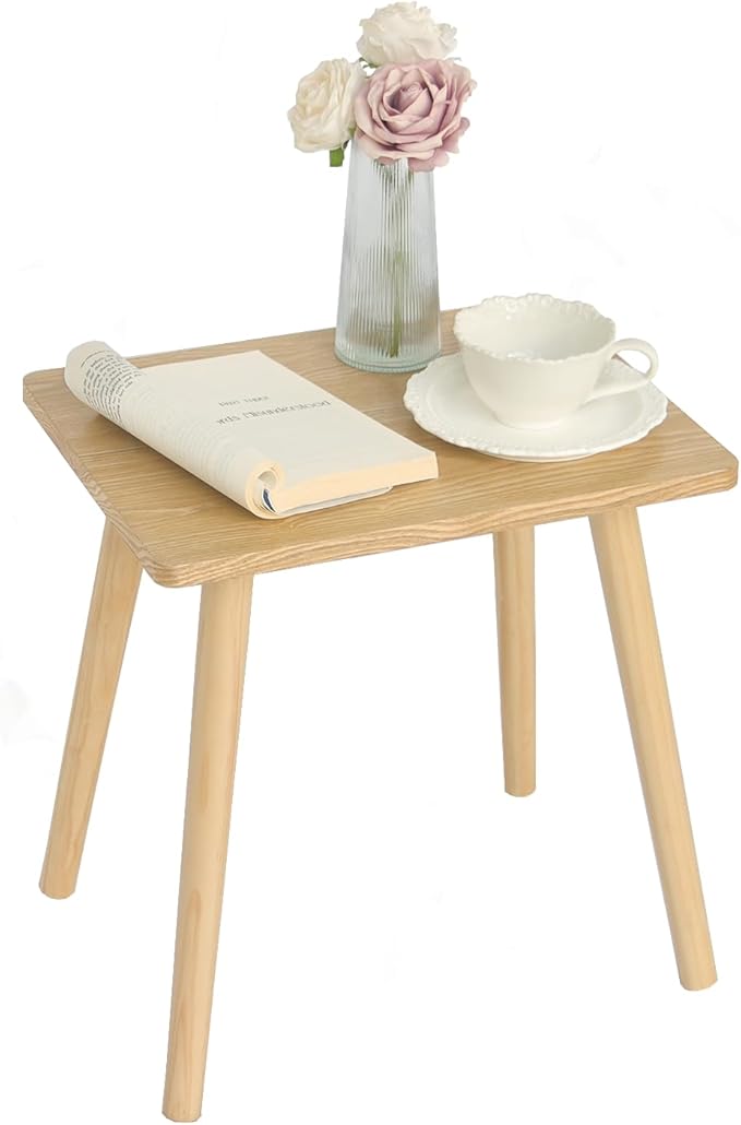 AWASEN Side Table, Small End Accent Table for Living Room Bedroom Office Small Spaces, Modern Wood Side Table Nightstand with Solid Wood, Easy Assembly, (Natural)
