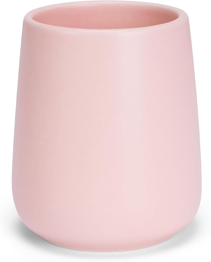 Bathroom Tumbler Cup Ceramic 13.5oz Reusable Toothbrush Cup 400ml,Toothbrush Holder Adequate for Your Bathroom (Pink)
