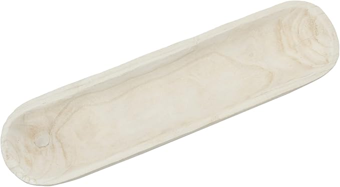 Creative Co-Op Decorative Paulownia Wood Tray, White