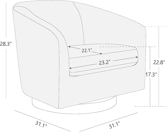 CHITA Swivel Accent Chair, FSC Certified Upholstered Fabric Barrel Chair for Living Room, Fully Assembled, Flax Beige