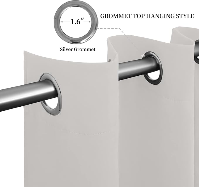 Easy-Going Blackout Curtains for Bedroom, Solid Thermal Insulated Grommet and Noise Reduction Window Drapes, Room Darkening Curtains for Living Room, 2 Panels (52x46 in, Light Linen)