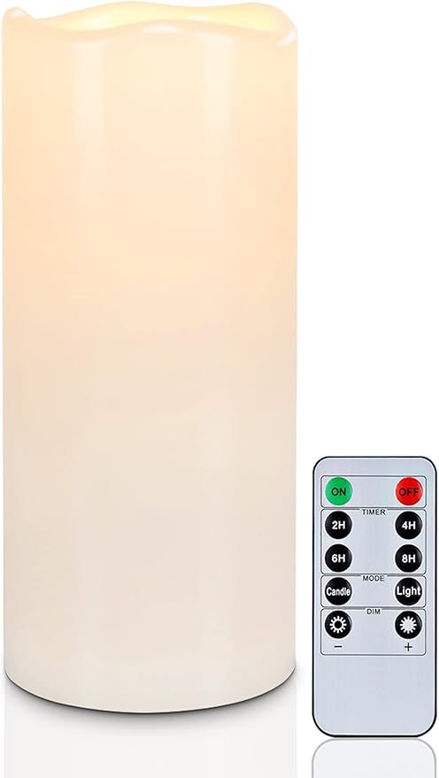 5plots 4" x 10" Single Waterproof Outdoor Flameless Candles, Battery Operated Flickering LED Pillar Candles with Remote and Timers for Indoor Outdoor Lanterns, Long Lasting, Large