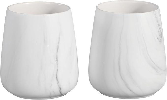 2Pcs Toothbrush Holder for Bathroom - Marble White Ceramic Tooth Brushing Holders Set, Toothbrush Cup & Toothpaste Organizer for Bathroom Countertop, Makeup Brush Holder, Pen Holder for Home Storage