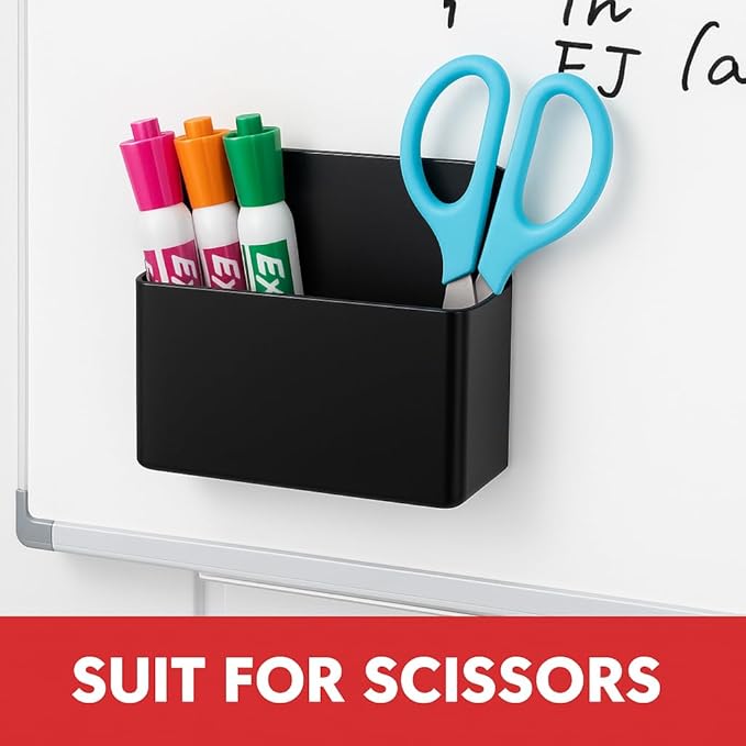 BEYGORM 2 Pack Plastics Magnetic Pen Holder for Refrigerator, Dry Erase Marker Holder for Whiteboard，Magnet School Locker Organizer Accessories, Pencil Cup, Pen Caddy, Classroom Organization(Black)