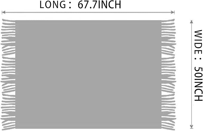 Boho Throw Blanket - Bohemian Fringe Tassels， for Bed Couch Soft ChairBlanket Double Sided (50"x70") (Blue)