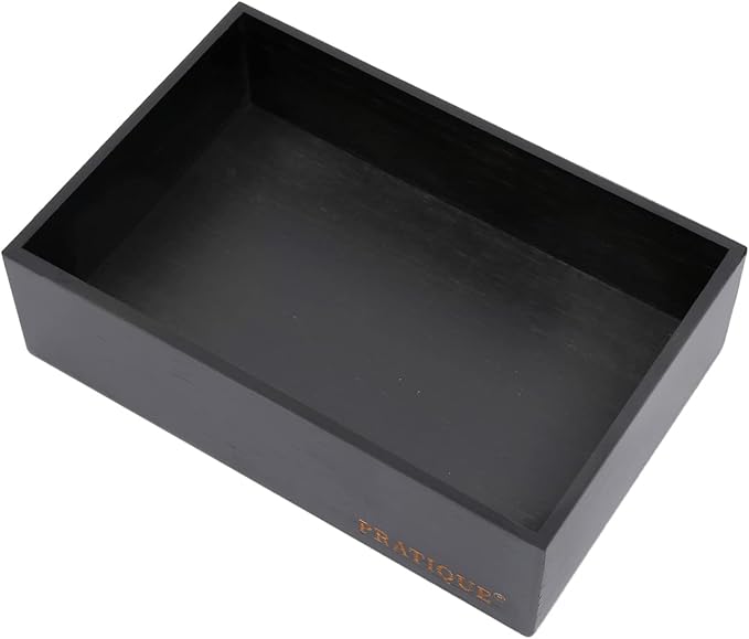 Bamboo Drawer Organizer - Kitchen Utensil Organizer Silverware Tray Cutlery Holder，Office Desk Supplies and Accessories,8.9 * 5.9 * 2.6inch,Black