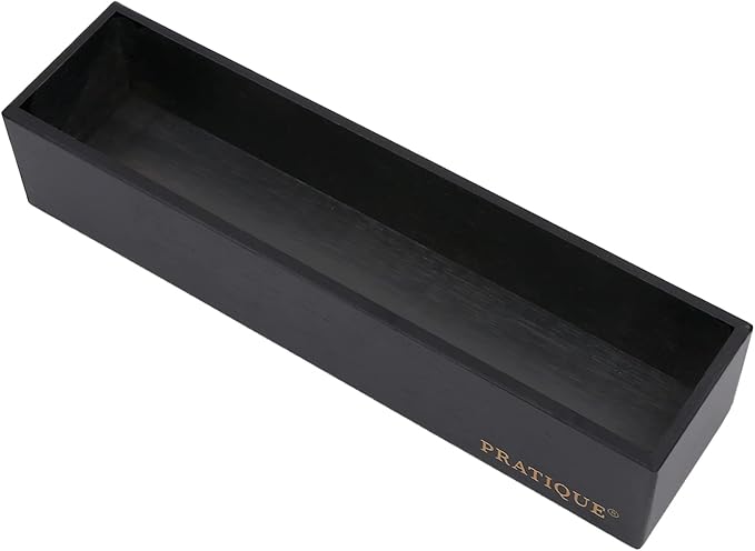 Bamboo Drawer Organizer - Kitchen Utensil Organizer Silverware Tray Cutlery Holder，Office Desk Supplies and Accessories,12 * 3 * 2.6inch,Black