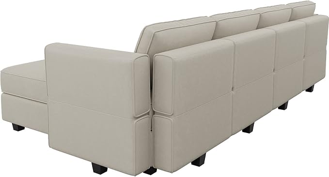 Belffin Modular Sectional Sofa Couch with Reversible Chaise Velvet L Shaped Couch with Storage 4-seat Convertible Sofa Grey…
