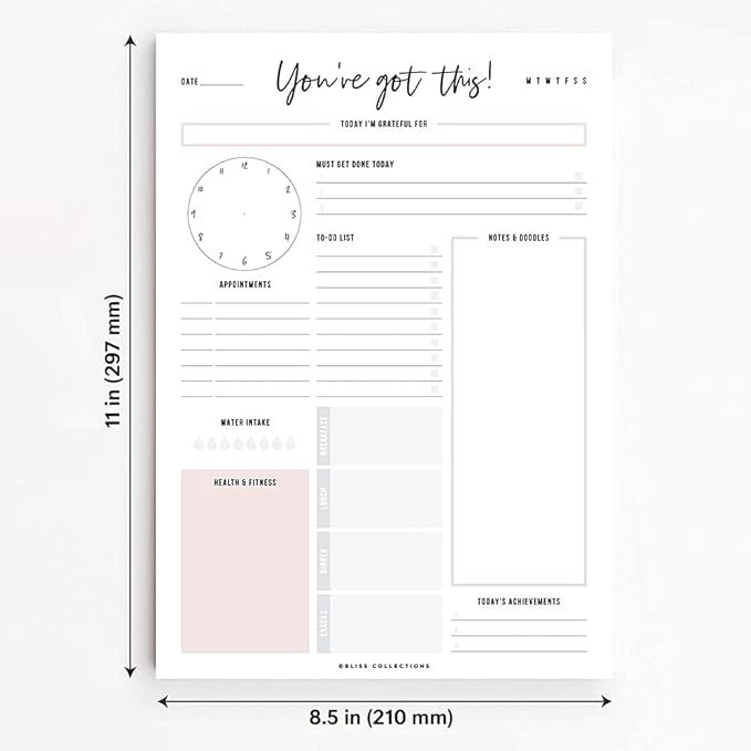 Boost Productivity with Undated Daily Planner - 50 Tear-Off Sheets - Goal Setting, Tasks & Notes - Organization & To-Do List (8.5 x 11)