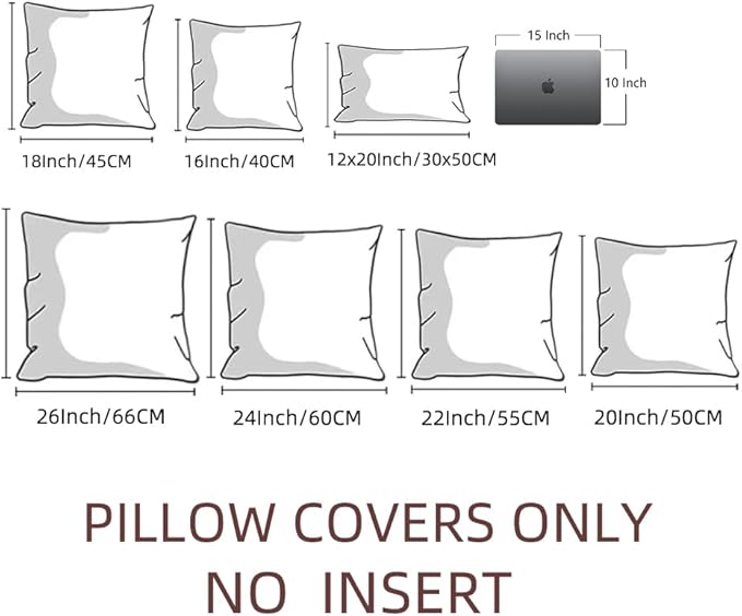 Fancy Homi Set of 2 Light Blue Decorative Throw Pillow Covers 22x22 Inch for Living Room Couch Bed Sofa, Farmhouse Boho Home Decor, Soft Cross Corduroy Patchwork Accent Square Cushion Case 55x55 cm