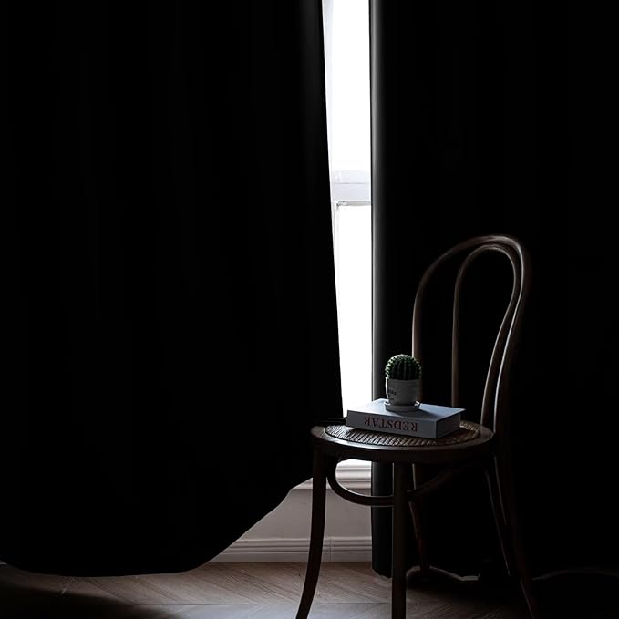 Black Curtains 96 Inches Long for Bedroom, Black Out CurtainsThermal Insulated Blackout 2 Panels Set, Long Drapes for Living Room Windows Solid Grommet Privacy, W52 x L96