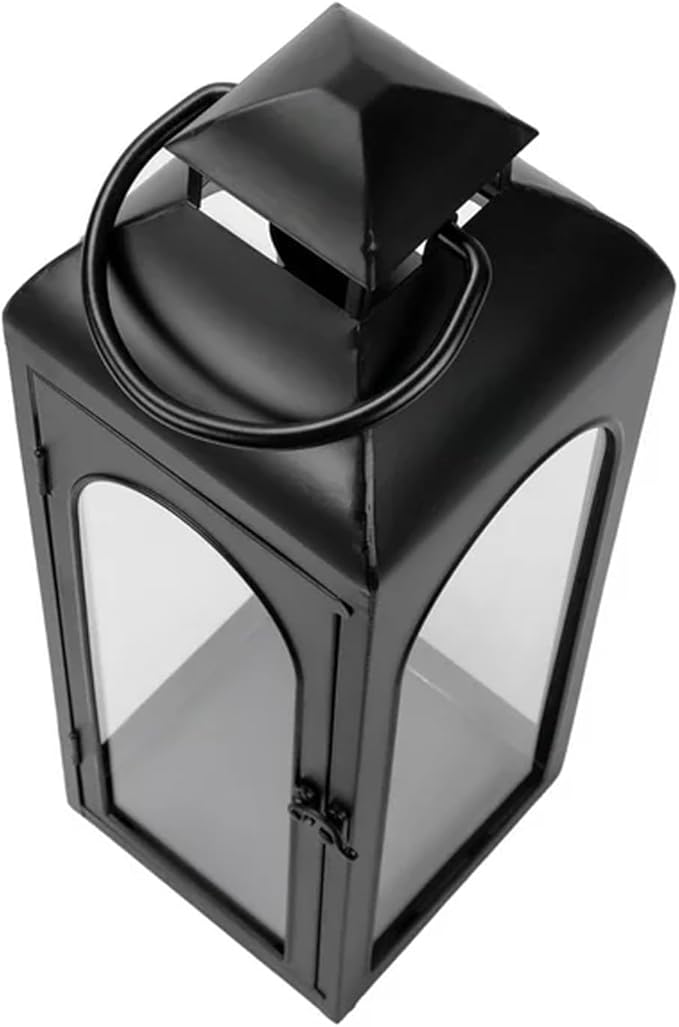 Bdor 16 Inches Metal and Tempered Glass Candle Lantern - Premium Outdoor Lantern, Decorative Lanterns with Handcrafted Design for Patio, Garden & Indoor Decor