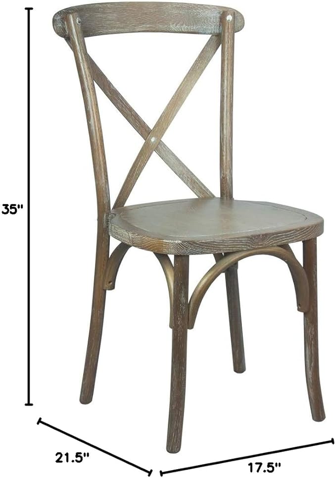 EMMA + OLIVER 2-Pack Medium with White Grain X-Back Chair