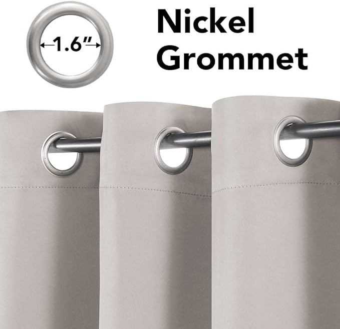 H.VERSAILTEX Premium Blackout Thermal Insulated Room Darkening Curtains for Bedroom/Living Room - Classic Grommet Top (2 Panels, Stone, 52 Inch by 108 Inch)