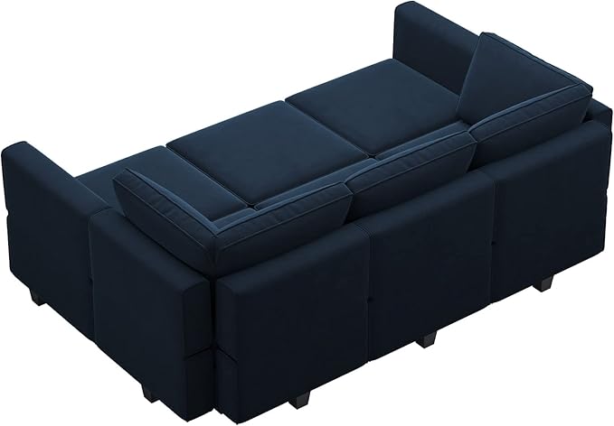 Belffin Modular Velvet Sectional Sofa with Chaise Lounge Sectional Sleeper Sofa with Storage Chaise Bed Couch for Living Room Blue