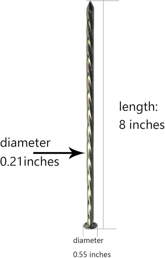 Camping Stakes Tent Pegs 9 Pack 8" Galvanized Non-Rust Metal Edging Spike, Garden Spiral Landscape Piles/Anchors for Paver Edging, Turf Stakes, House Construction, Carpentry Nail, Tent Stakes