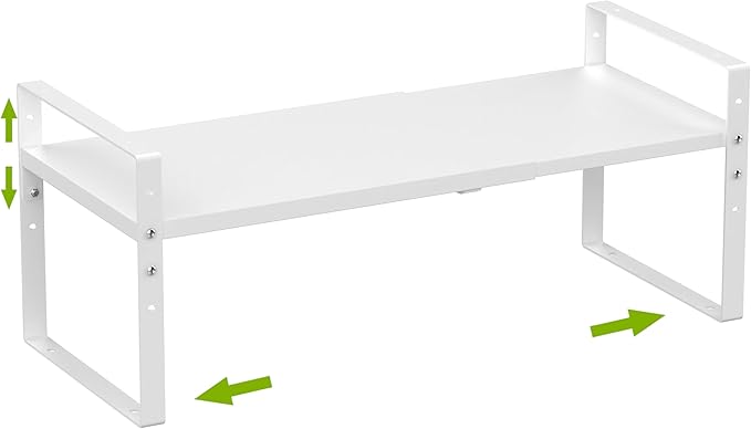 Expandable,Stackable Spice Rack,Seasoning Organizer and Storage,Spices Jar Racks for Cabinet,Countertop, Metal Pantry, Cupboard,Laundry Storages,Heavy Duty(1 Pack/Medium/White)