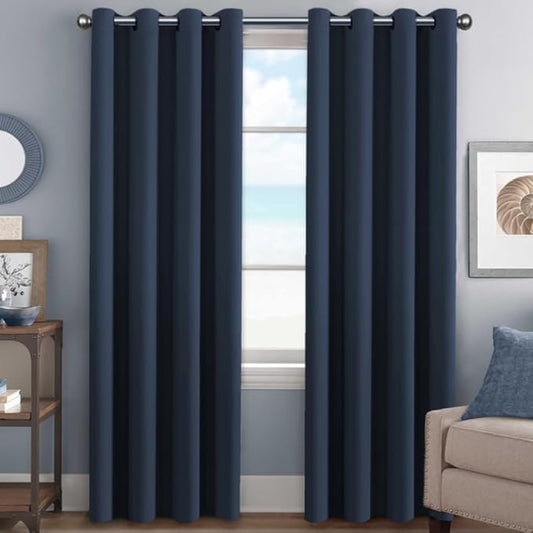 H.VERSAILTEX Ultra Thick and Soft Blackout Curtains for Bedroom, Room Darkening Thermal Insulated Extra Long Curtains/Drapes, Privacy Curtain Panels (52 Inch by 108 Inch, Navy Blue, 2 Panels)