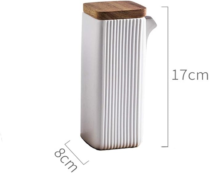 Ceramic Tabletop Liquid Condiment Dispenser, Modern Design for Oil or Vinegar, White