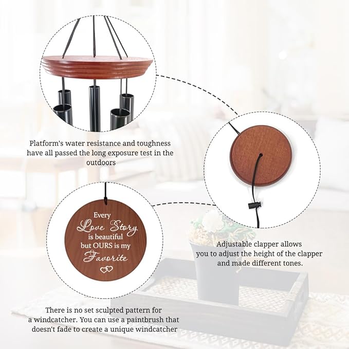 ASTARIN Personalized Wind Chimes Outdoor Deep Tone,35'' Customized Memorial WindChimes for Loss of Loved One,Melody Wind Chime Unique as Sympathy Gift,Home Décor for Garden