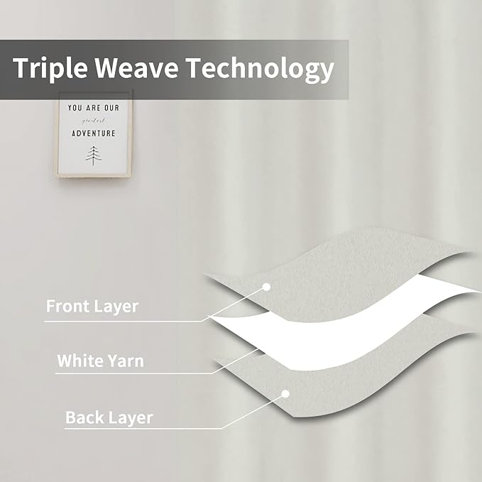 Easy-Going Blackout Curtains for Bedroom, Solid Thermal Insulated Grommet and Noise Reduction Window Drapes, Room Darkening Curtains for Living Room, 2 Panels (42x54 in, Ivory)