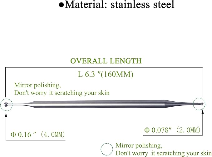 BYYDDIY 6.3inch Stainless Steel Dual Head Facial Reflexology Tools,Ear Massage Tool,Body Point Probe Pen &Trigger Point Massager Tool for Deep Tissue (6.3inch)
