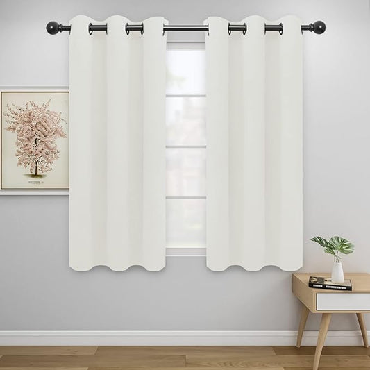 Easy-Going Blackout Curtains for Bedroom, Solid Thermal Insulated Grommet and Noise Reduction Window Drapes, Room Darkening Curtains for Living Room, 2 Panels (42x54 in, Ivory)