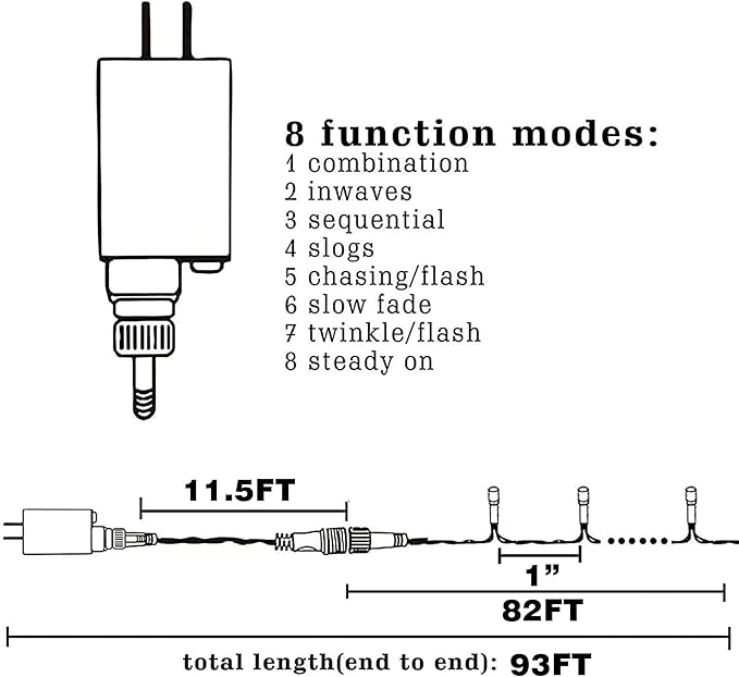 Dazzle Bright Multi-Colored Christmas String Lights, 82ft 1000 LED Waterproof Green Wire Fairy Lights with 8 Modes, Outdoor Lights for Xmas Tree Holiday Wedding Party Christmas Decorations