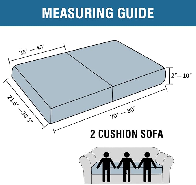 H.VERSAILTEX Super Stretch Individual Seat Sofa Covers Couch Slipcover Sets Thick Jacquard Textured Twill Fabric (2 Piece Large Sofa Cushion Covers, Taupe)