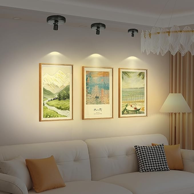 Cordless Spotlight Battery Operated, Indoor Plant Light, LED Display Puck Lights, Dimmable Accent Lighting with Remote, Uplight for Picture Tree Painting Gallery Dartboard Art Photo