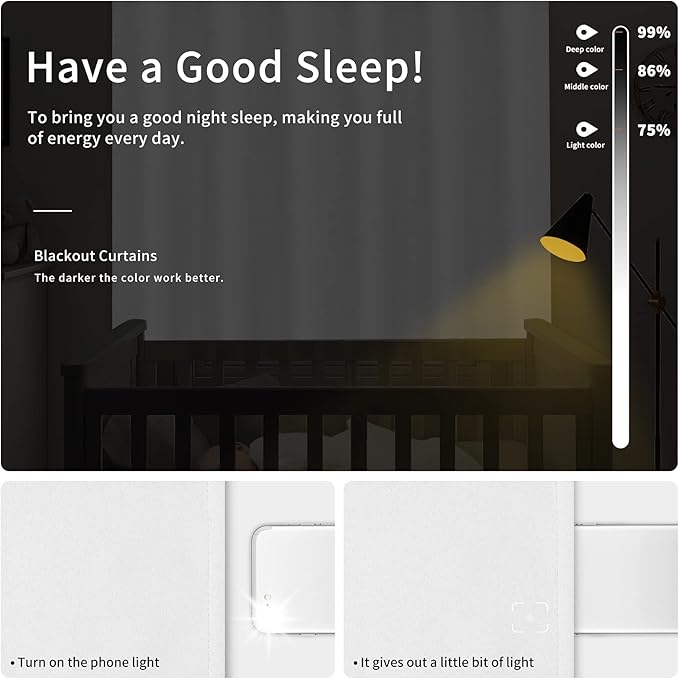 Easy-Going Blackout Curtains for Bedroom, Solid Thermal Insulated Grommet and Noise Reduction Window Drapes, Room Darkening Curtains for Living Room, 2 Panels(42x72 in, Ivory)