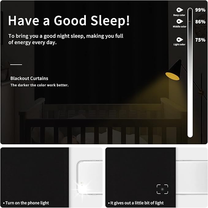 Easy-Going Blackout Curtains for Bedroom, Solid Thermal Insulated Grommet and Noise Reduction Window Drapes, Room Darkening Curtains for Living Room, 2 Panels(42x63 in, Black)