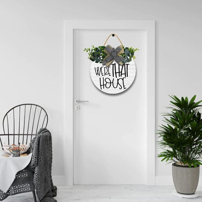 Funny Hanging Wall Sign for Front Door Home Kitchen Decor Rustic Wooden Round Sign Wall Decoration for Kitchen Dining Room Living Room Bedroom Outdoor